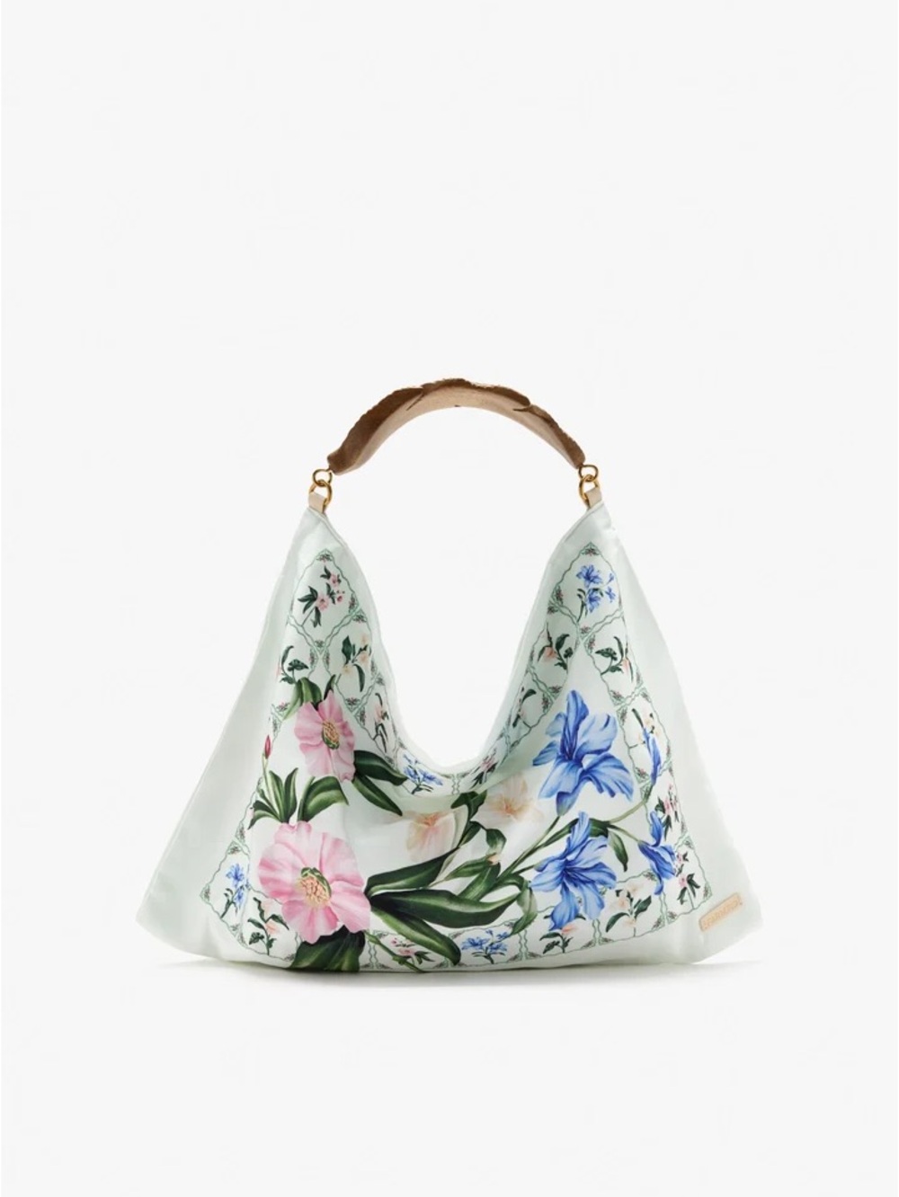FARM Rio White Floral Satin Scarf Bag